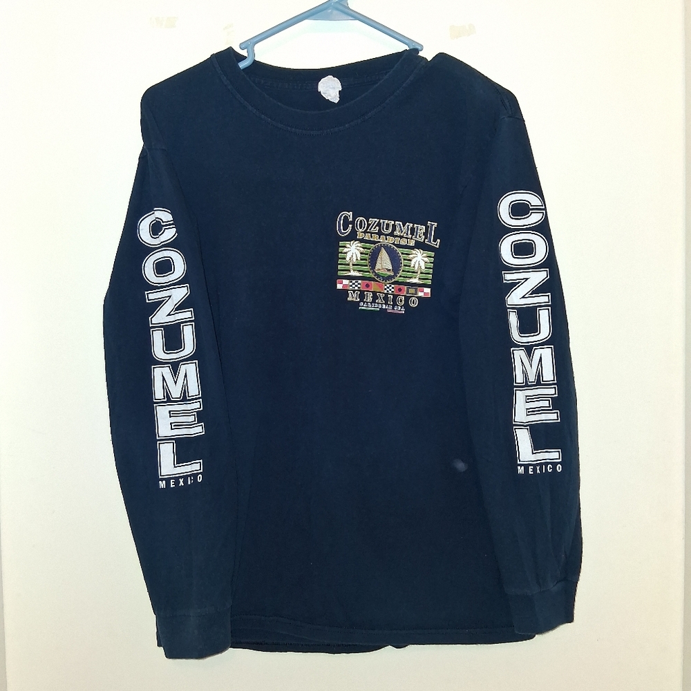 Cozumel Mexico Paradise Caribbean Sea Men's Blue Long Sleeve Shirt